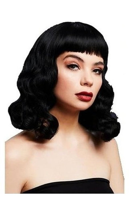 Fever Bettie Wig with Short Fringe, Black