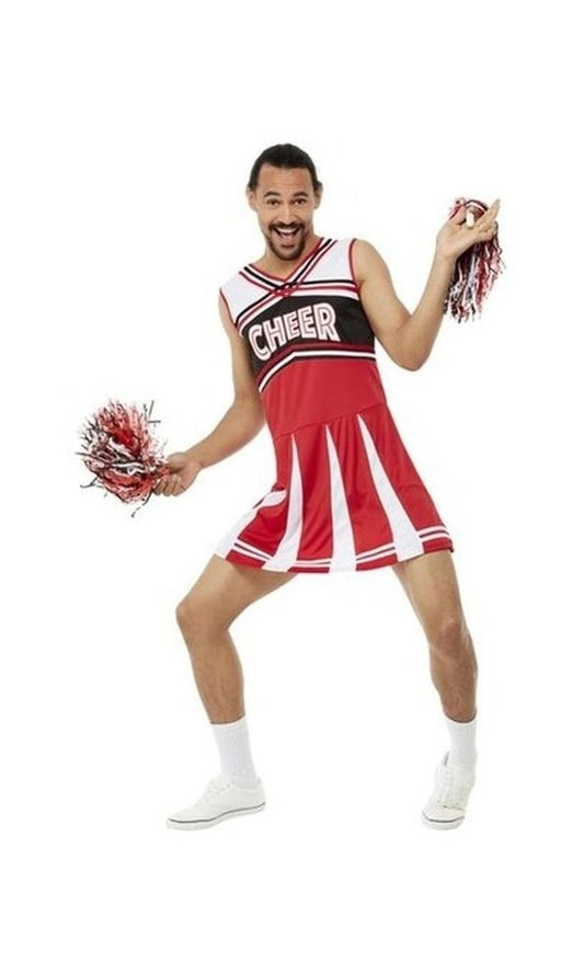 Give Me A... Cheerleader Costume Mens, White & Red