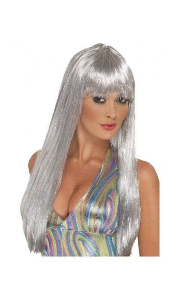Silver Glitter Disco Wig