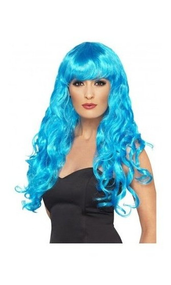 Long Curly Blue Siren Wig