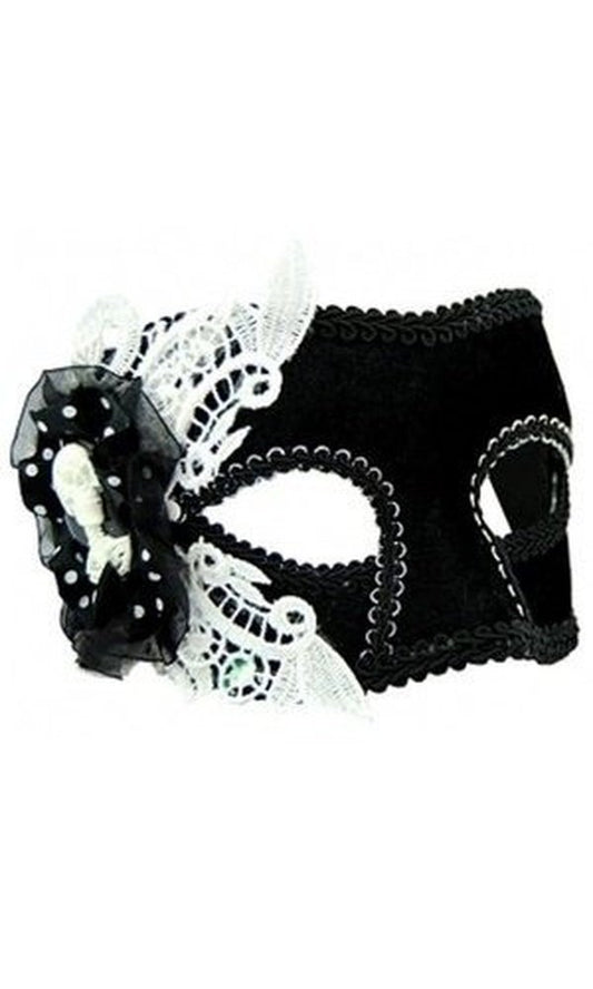 Masquerade Mask - Black w/White Lace