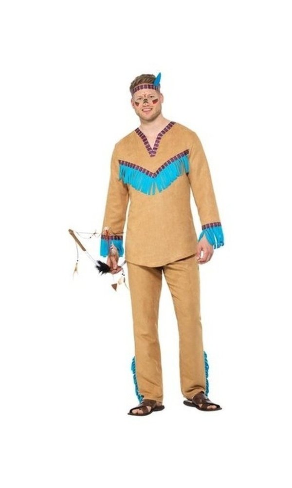 Native American Inspired Warrior Costume, Blue & Brown