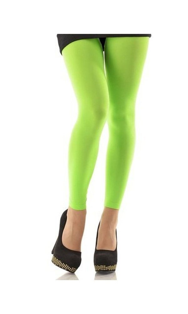 Neon Footless Tights Green