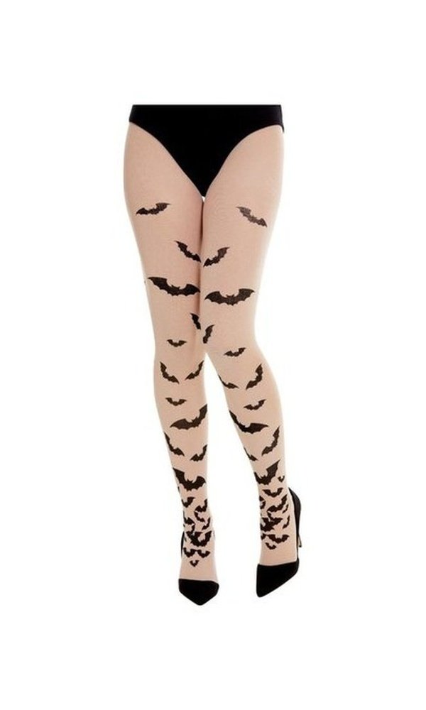 Opaque Tights with Bats, Beige