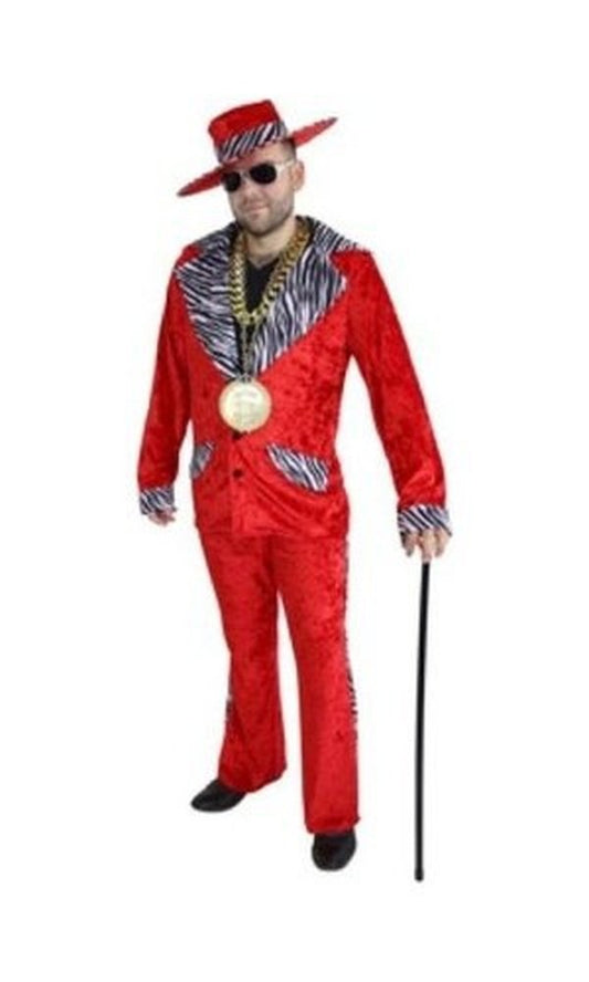 PIMP SUIT COSTUME RED W ZEBRA STRIPE