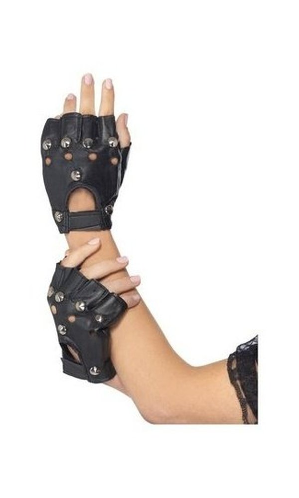 Punk Gloves, Black, with Studs