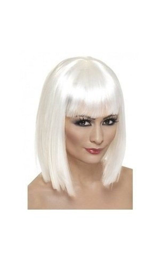 Short White Blunt Glam Wig