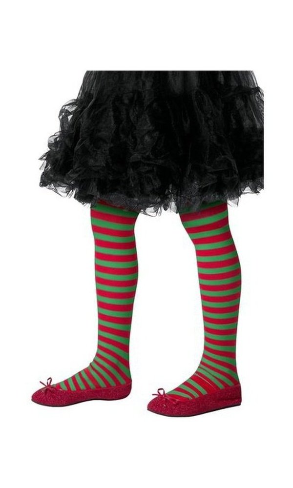 Striped Tights, Childs, Red & Green