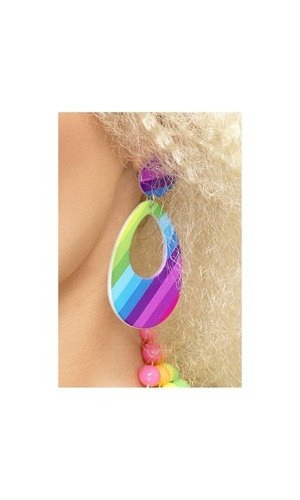 Teardrop Earrings, Neon Multi-Coloured