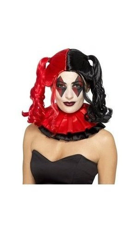 Twisted Harlequin Wig, Black & Red